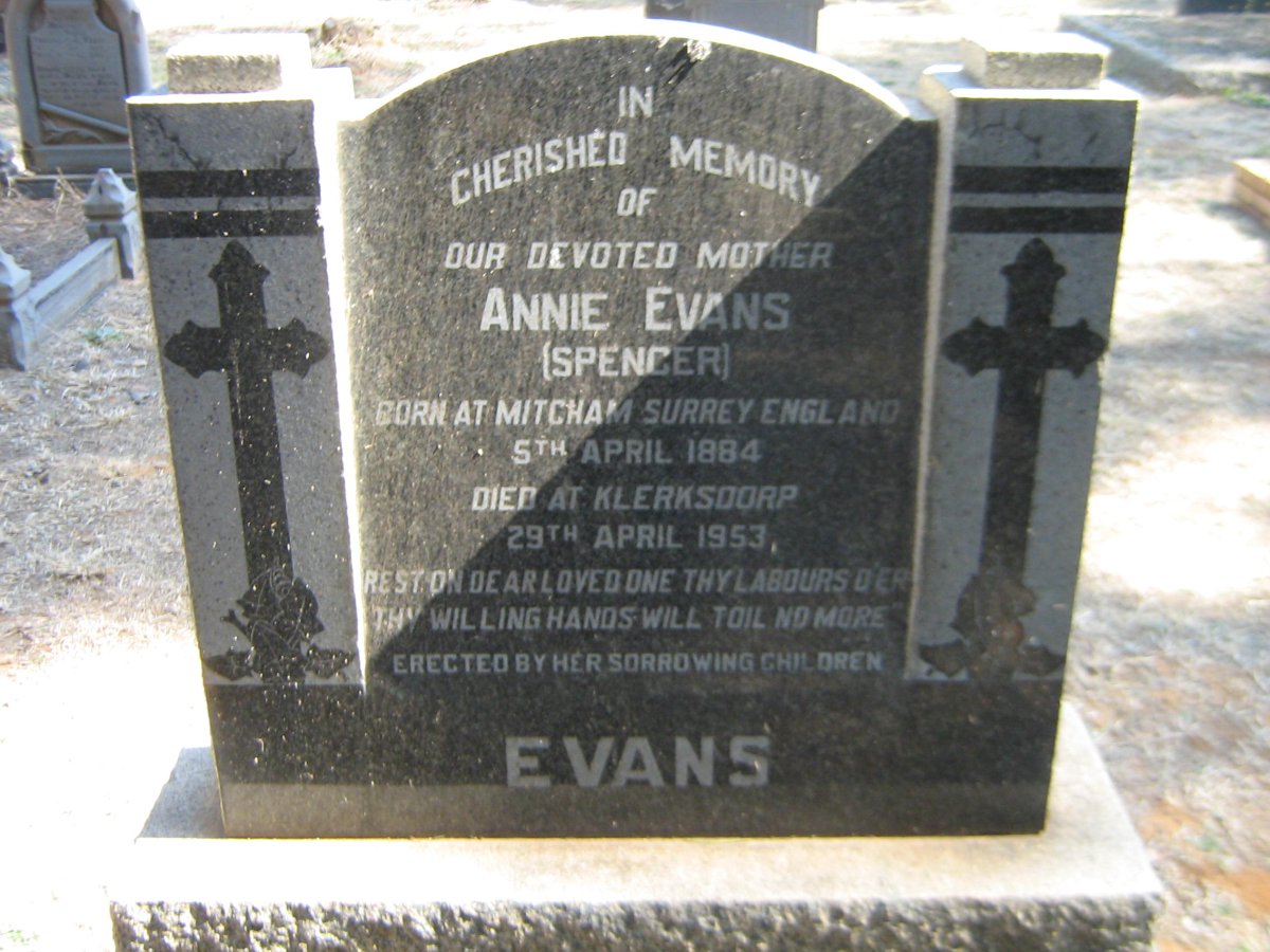 EVANS Annie nee SPENCER 1884-1953
