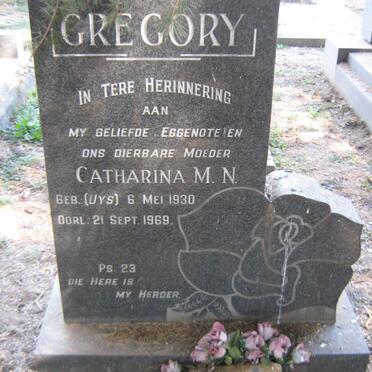 GREGORY Catharina M.N. nee UYS 1930-1969