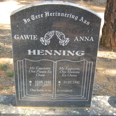 HENNING Gawie 1940-2003 &amp; Anna 1942-