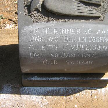 HEERDEN Alette E., v. -1937