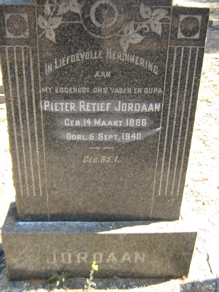 JORDAAN Pieter Retief 1886-1940