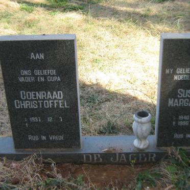 JAGER Coenraad Christoffel, de 1937- &amp; Susanna Margaretha 1940-1996