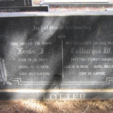 LOTTER Louis J. 1907-1978 &amp; Catharina W.F. FURSTENBURG 1908-1972