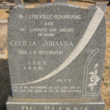 PLESSIS Cecilia Johanna, du nee V.D. WESTHUIZEN 1912-1967
