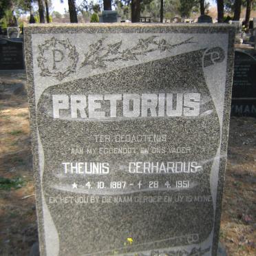PRETORIUS Theunis Gerhardus 1887-1951