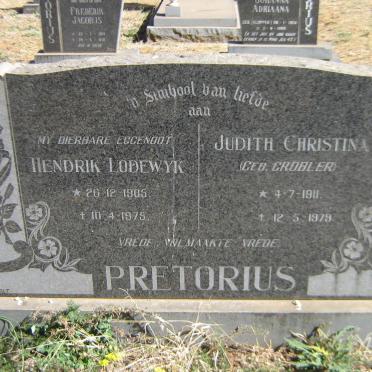 PRETORIUS Hendrik Lodewyk 1905-1975 &amp; Judith Christina GROBLER 1911-1979