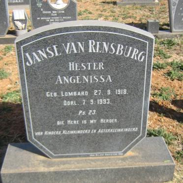 RENSBURG Hester Angenissa, Janse van LOMBARD 1918-1993