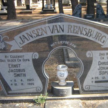 RENSBURG Ernst Jacobus Smith, Jansen van 1923-1985 &amp; Christina Johanna Sophia 1925-