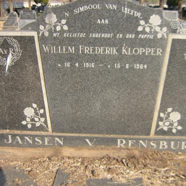 RENSBURG Willem Frederik Klopper, Jansen v. 1916-1964