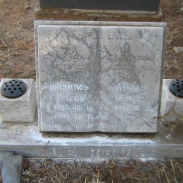 ROUX Johannes Petrus, le 1933-1999 &amp; Anna Maria 1937-