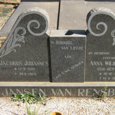 RENSBURG Jacobus Johannes, Jansen van 1910-1983 &amp; Anna Wilhelmina VENTER 1901-1975