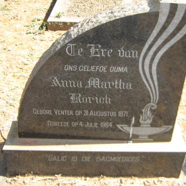 RORICH Anna Martha nee VENTER 1871-1964