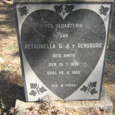 RENSBURG Petronella G. A., van nee SMITH 1930-1955