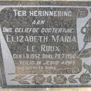 ROUX Elizabeth Maria, le 1952-1954