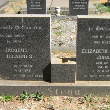 STEYN Jacobus Johannes 1899-1975 &amp; Elizabeth Wilhelmina Johanna DE WET 1914-1973