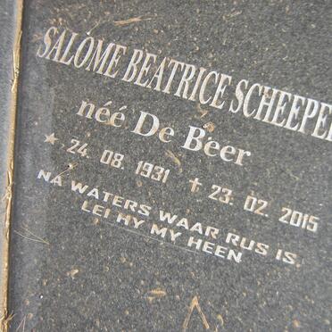 SCHEEPERS Salome Beatrice nee DE BEER 1931-2015