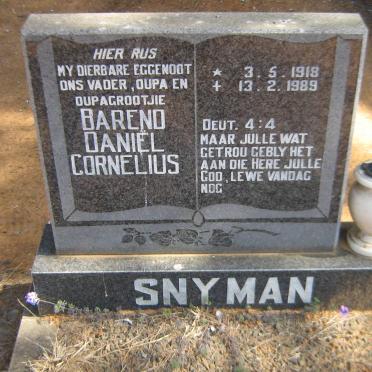 SNYMAN Barend Daniël Cornelius 1918-1989