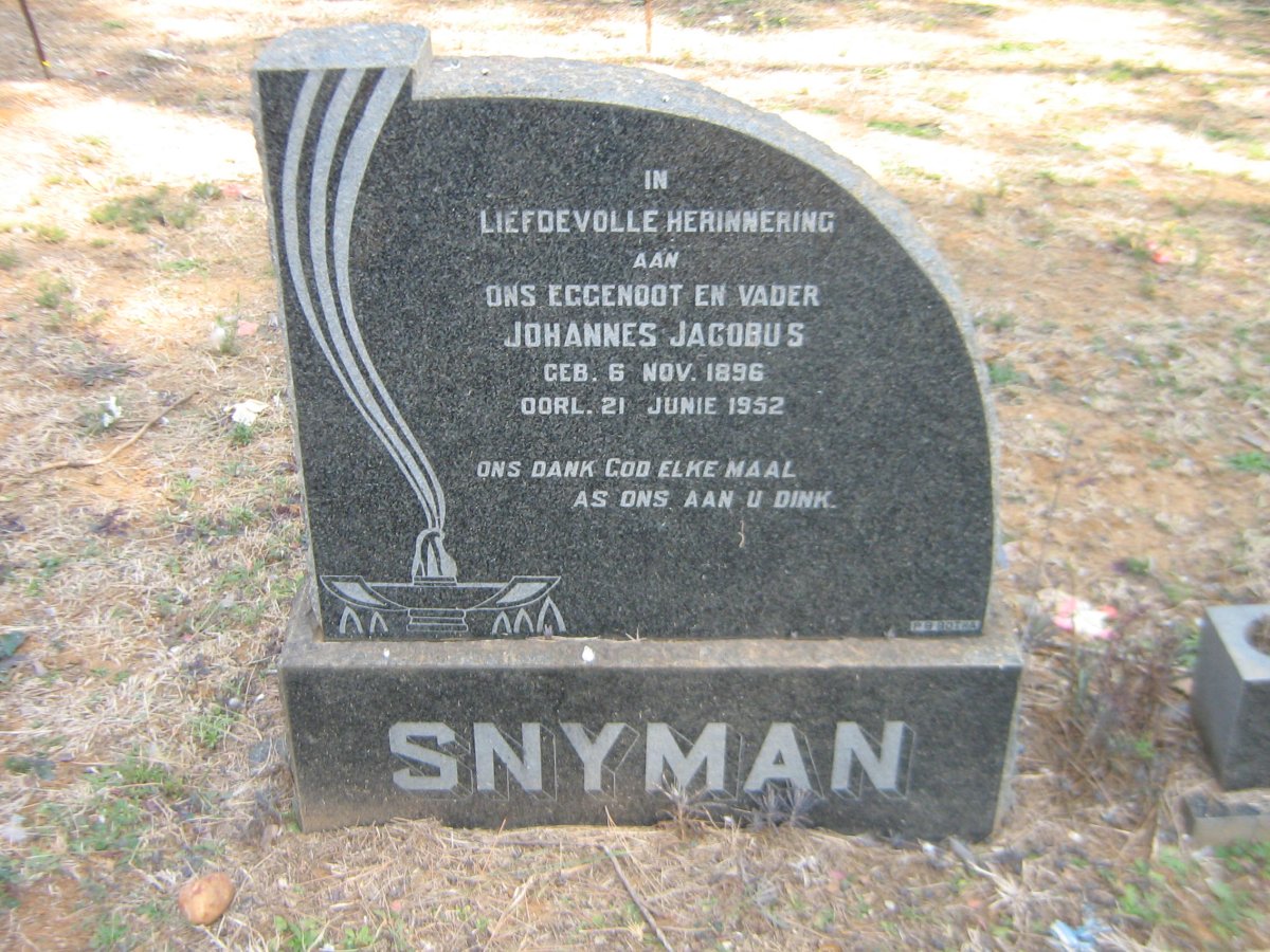 SNYMAN Johannes Jacobus 1896-1952