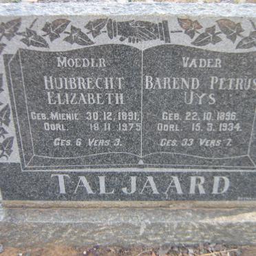 TALJAARD Barend Petrus Uys 1896-1934 &amp; Huibrecht Elizabeth MIENIE 1891-1975