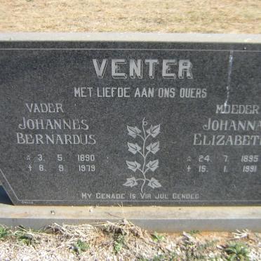 VENTER Johannes Bernardus 1890-1979 &amp; Johanna Elizabeth 1895-1991