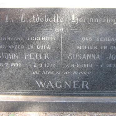 WAGNER John Peter 1899-1972 &amp; Susanna Josina 1904-1981