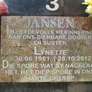 JANSEN Lynette 1961-2012
