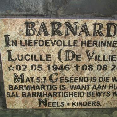 BARNARD Lucille nee DE VILLIERS 1946-2010