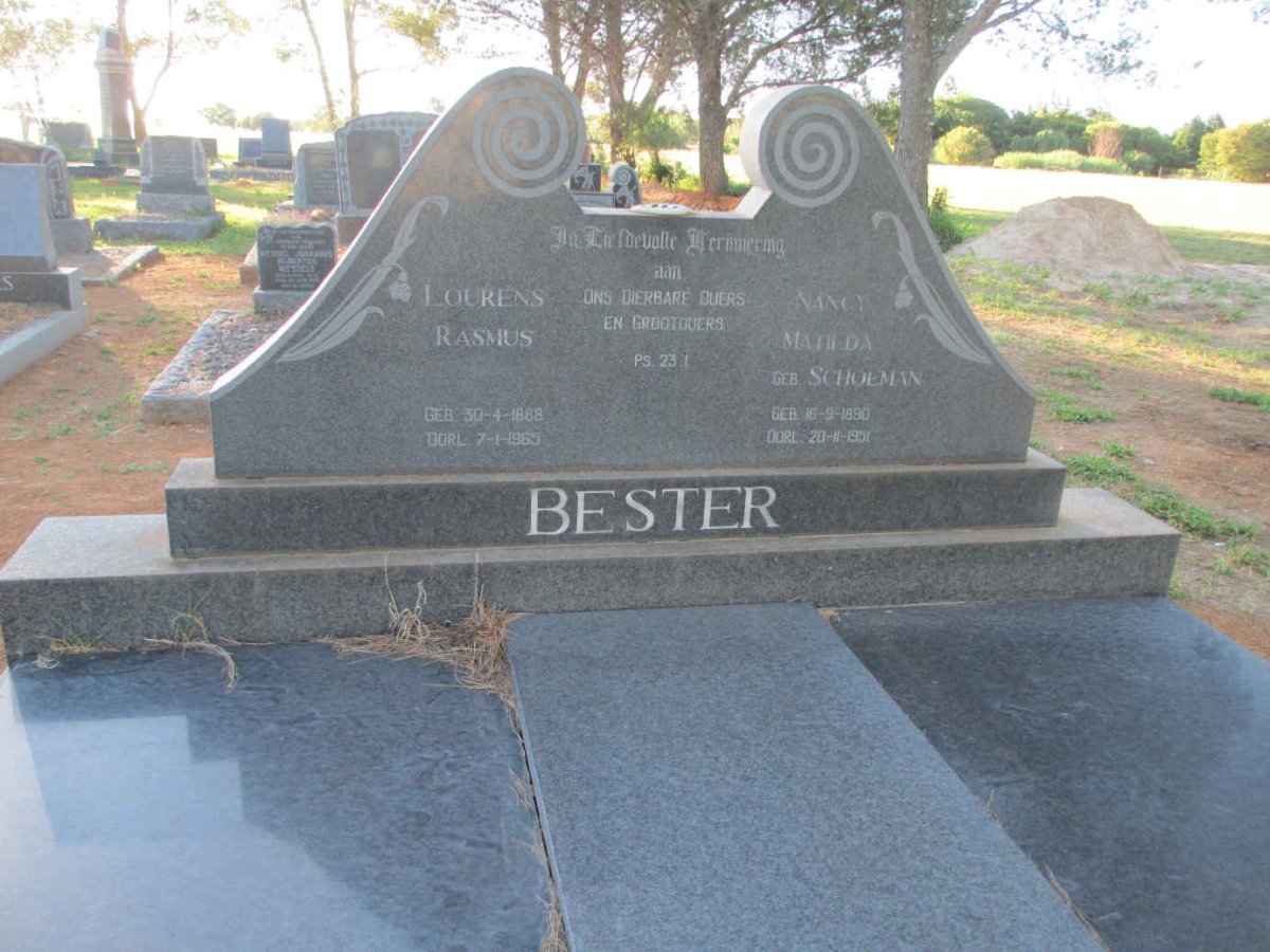 BESTER Lourens Rasmus 1888-1965 &amp; Nancy Matilda SCHOEMAN 1890-1951