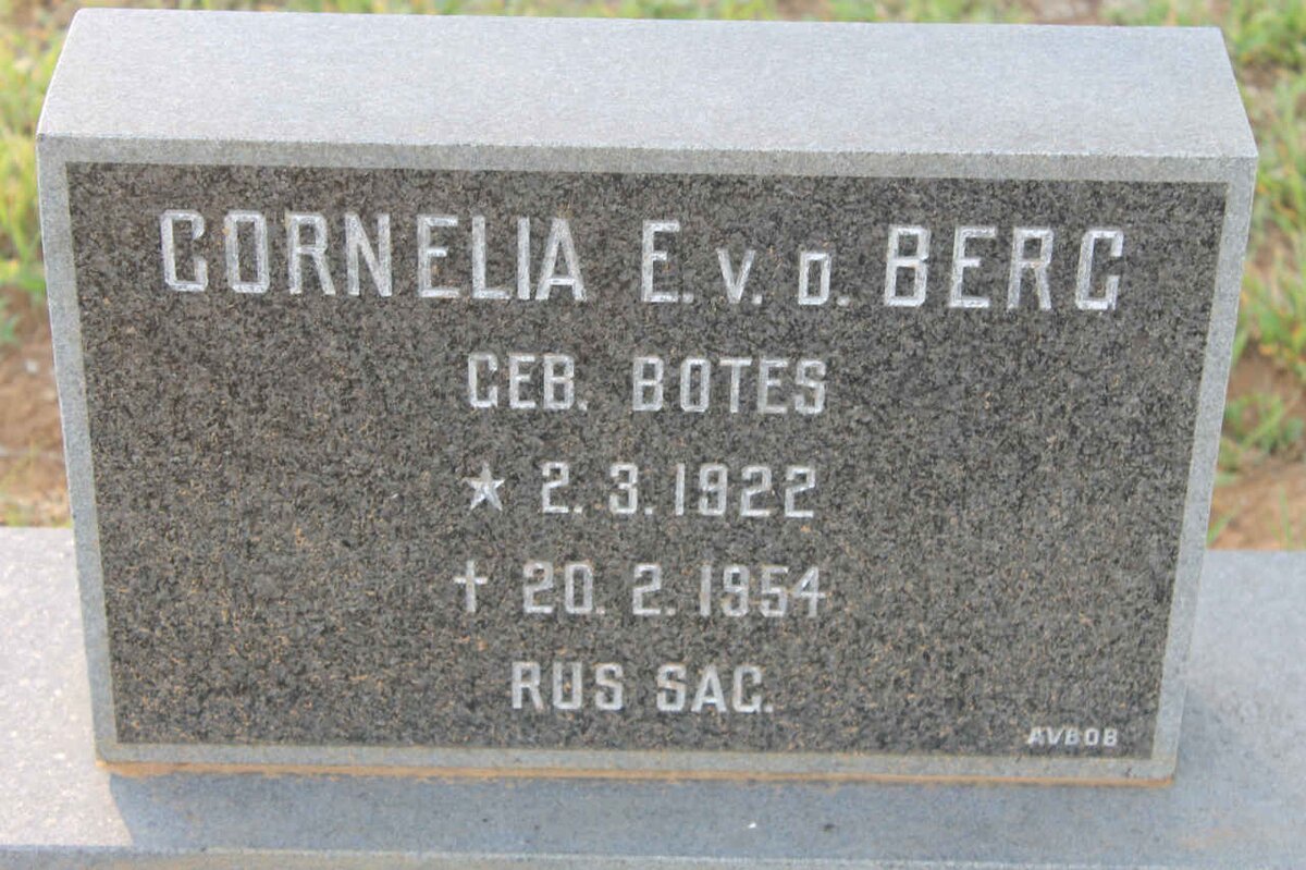 BERG Cornelia E., v.d. nee BOTES 1922-1954
