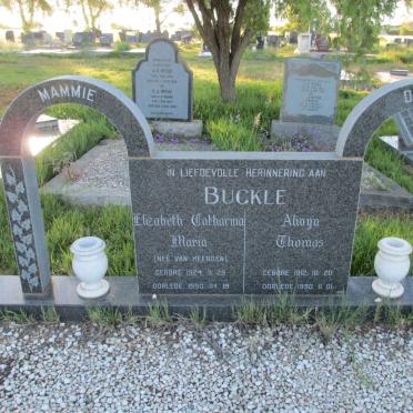 BUCKLE Alwyn Thomas 1912-1990 &amp; Elizabeth Catharina Maria VAN HEERDEN 1924-1990