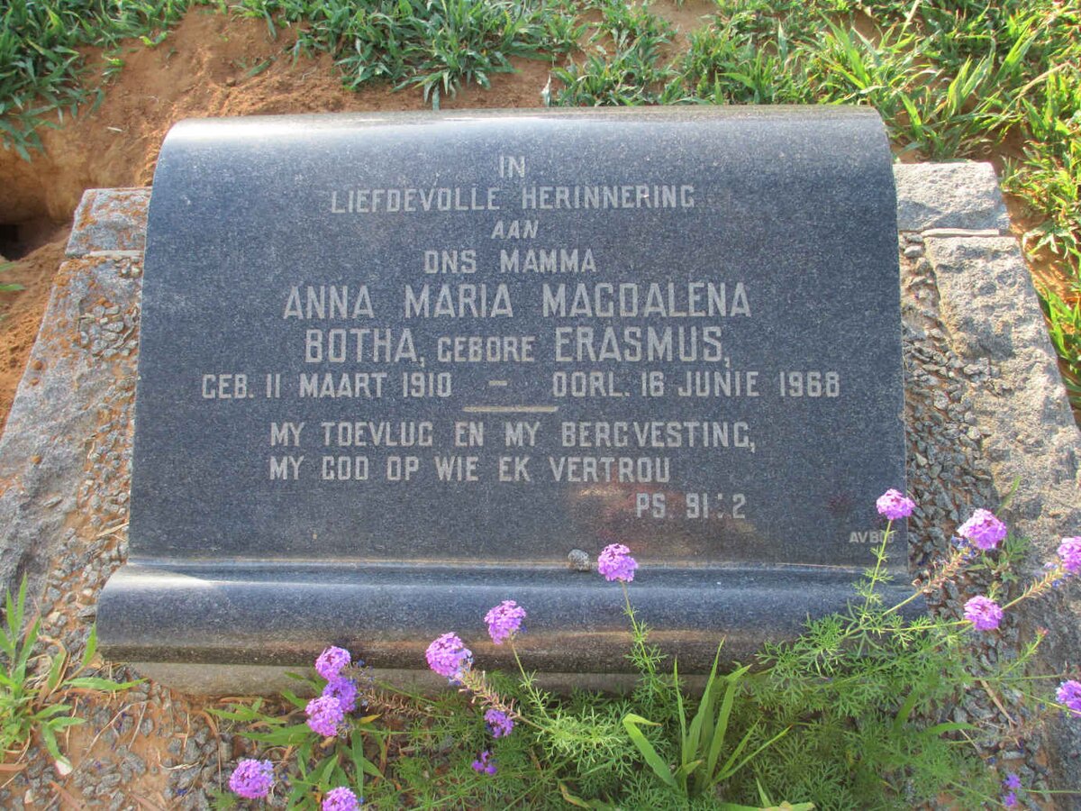 BOTHA Anna Maria Magdalena nee ERASMUS 1910-1968