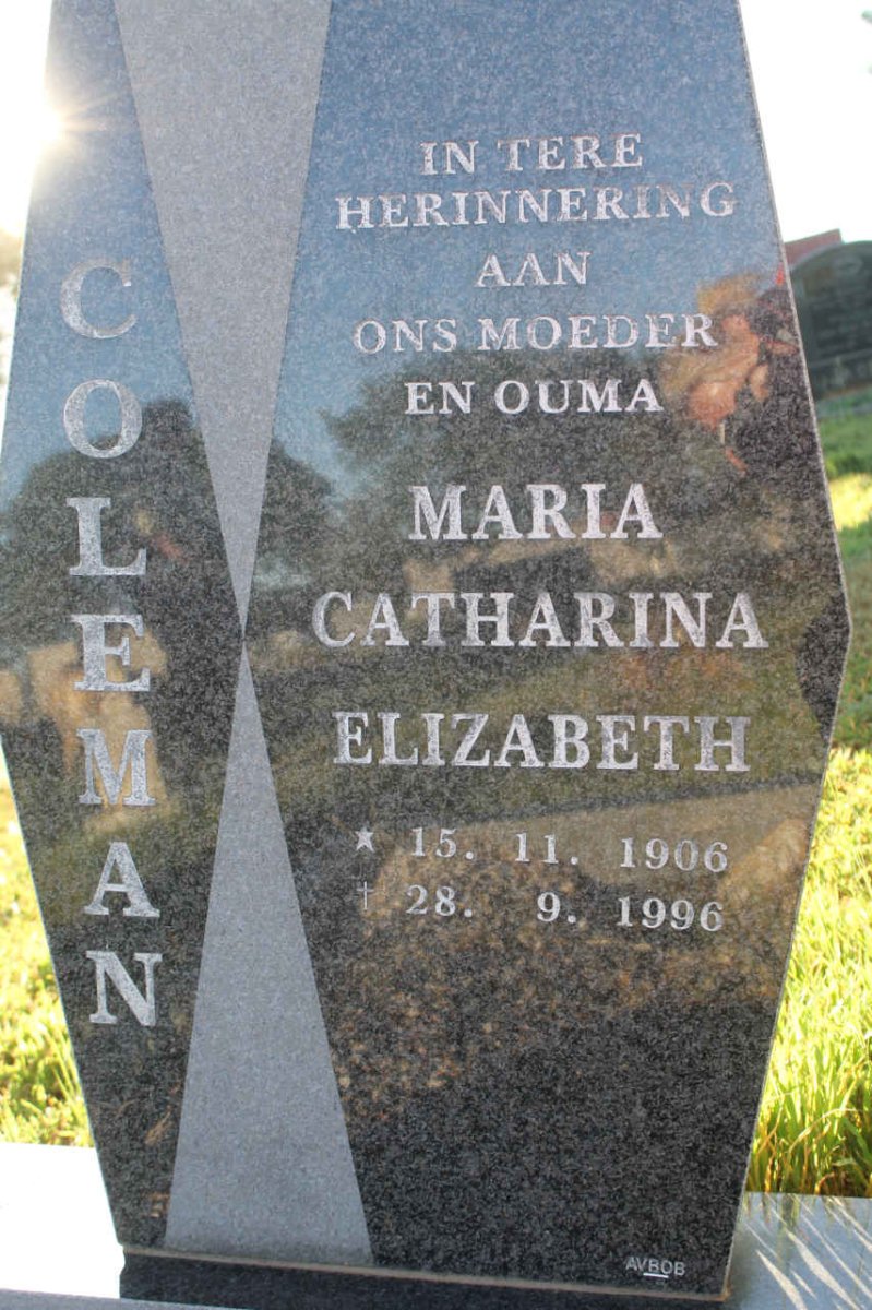 COLEMAN Maria Catharina Elizabeth 1906-1996