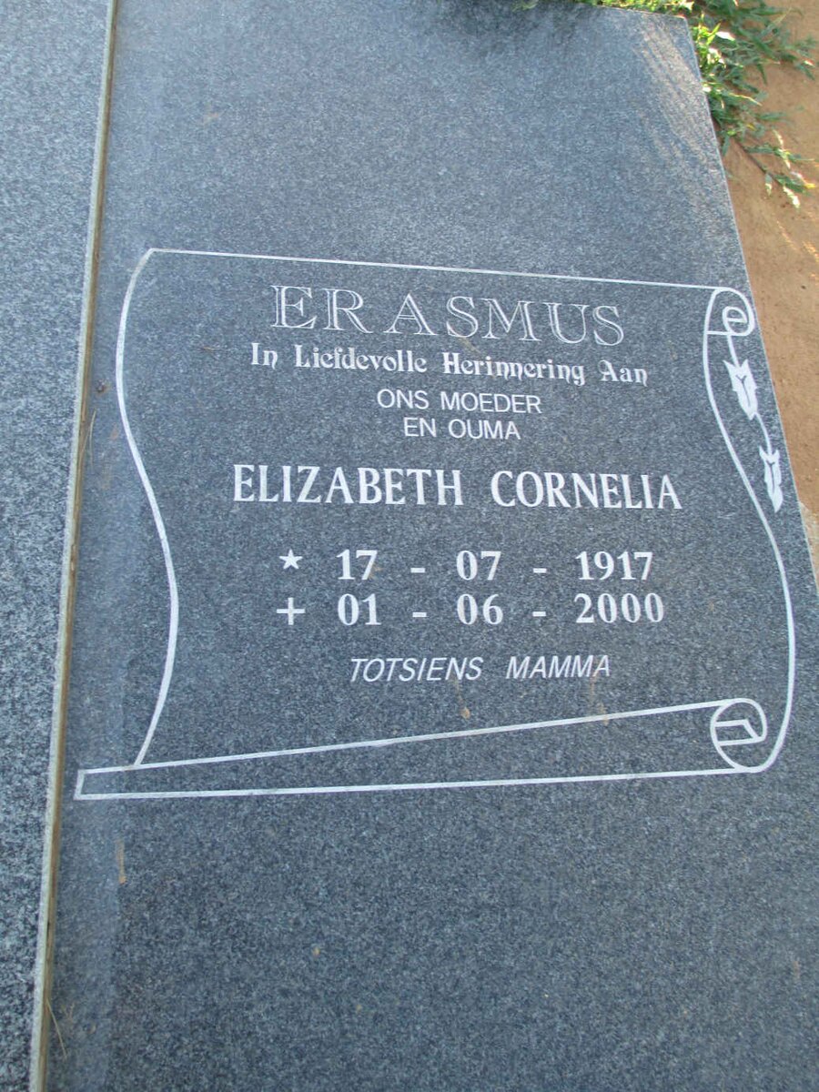 ERASMUS Elizabeth Cornelia 1917-2000