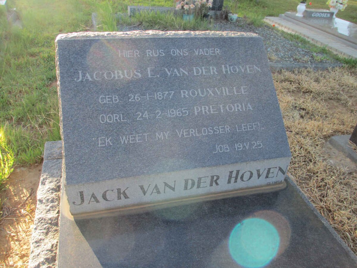 HOVEN Jacobus E., van der 1877-1965