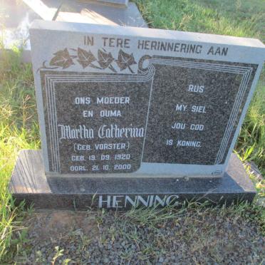 HENNING Martha Catherina nee VORSTER 1920-2000