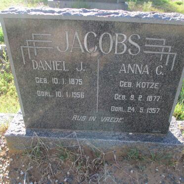 JACOBS Daniel J. 1875-1956 &amp; Anna C. KOTZE 1877-1957