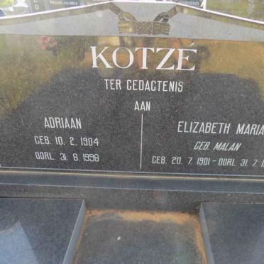 KOTZÉ Adriaan 1904-1998 &amp; Elizabeth Maria MALAN 1901-1981