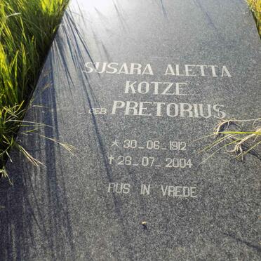 KOTZÉ Susara Aletta nee PRETORIUS 1912-2004