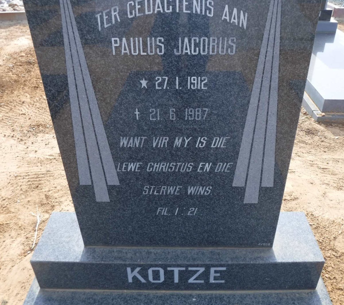 KOTZE Paulus Jacobus 1912-1987