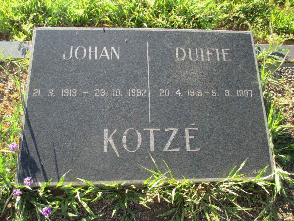 KOTZÉ Johan 1919-1992 &amp; Duifie 1919-1987