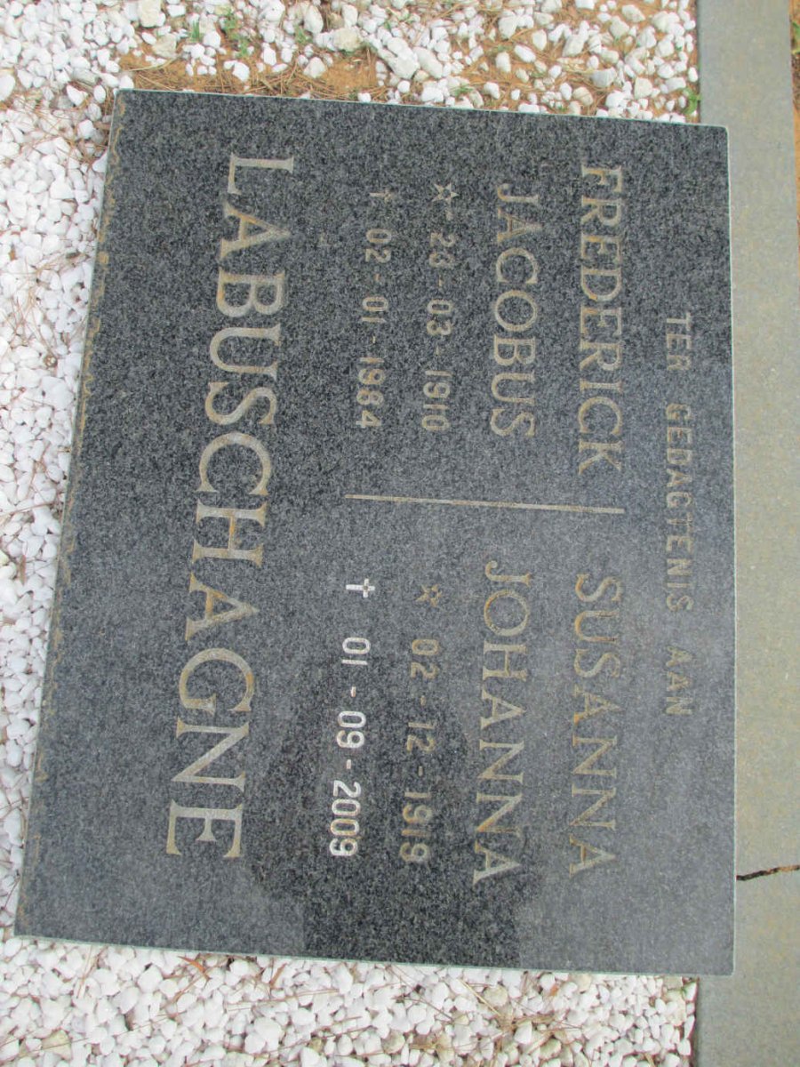 LABUSCHAGNE Frederick Jacobus 1910-1984 &amp; Susanna Johanna 1919-2009