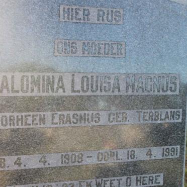 MAGNUS Salomina Louisa voorheen ERASMUS nee TERBLANS 1908-1991
