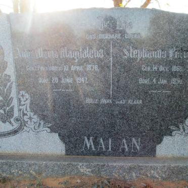MALAN Stephanus Petrus 1868-1930 &amp; Anna Maria Magdalena PRETORIUS 1878-1947