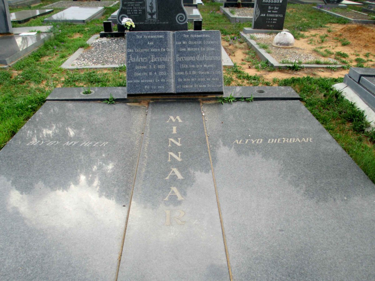 MINNAAR Andries Hercules 1905-1993 &amp; Hermina Catharina VAN DER MERWE 1911-1987