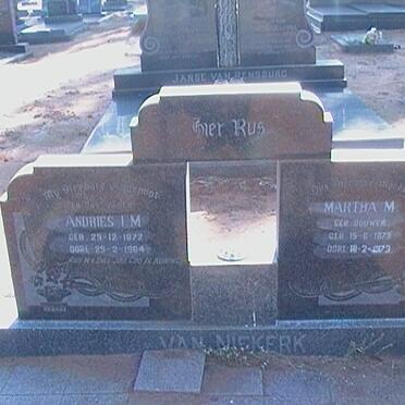 NIEKERK Andries I.M., van 1872-1964 &amp; Martha M. BOUWER 1879-19??