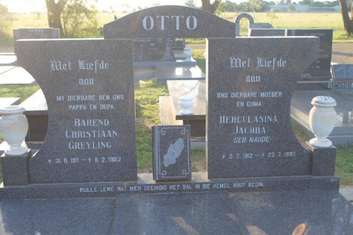 OTTO Barend Christiaan Greyling 1911-1982 &amp; Herculasina Jacoba NAUDE 1912-1992