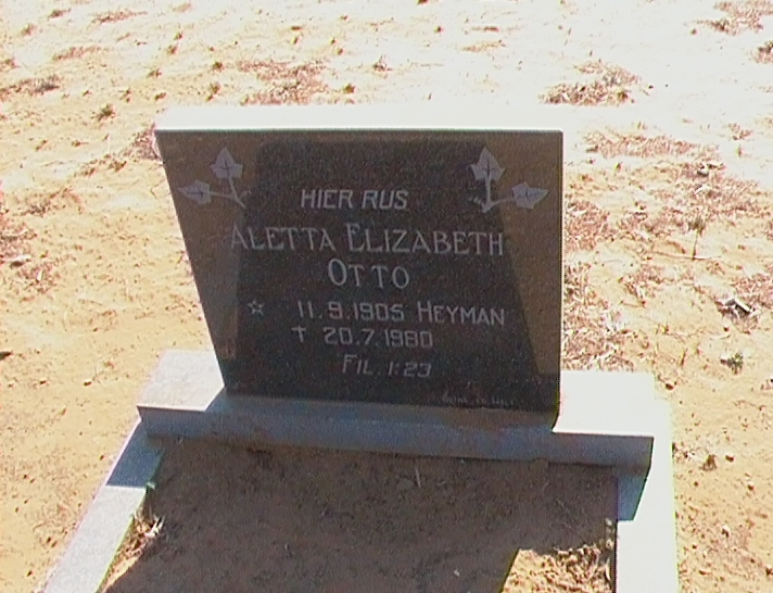 OTTO Aletta Elizabeth nee HEYMAN 1905-1980