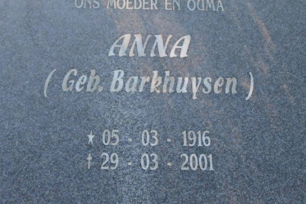 RHEEDER Anna nee BARKHUYSEN 1916-2001