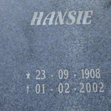 RHEEDER Hansie 1908-2002
