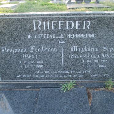 RHEEDER Benjamin Fredeman 1910-1990 &amp; Magdalena Sophia KRUGER 1912-1993
